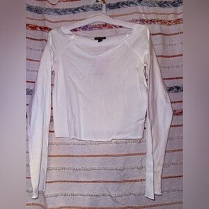 Wild Fable White Long Sleeve Crop Top